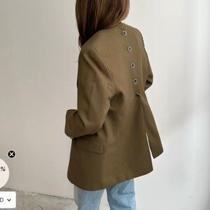 Havre Studios Button-Back Blazer in Brown-Olive